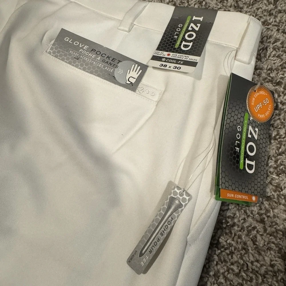 IZOD Golf Pants Cool FX Moisture Wicking Glove Pocket White 38x30 - Picture 4 of 6